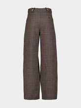 Rabanne Grey Tartan Wide-Leg Tailored Trousers