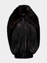Rabanne Black Leather Cape Jacket with Shearling