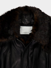 Rabanne Black Leather Cape Jacket with Shearling