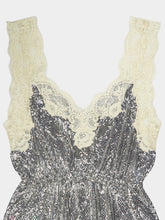 Rabanne Silver Mesh Midi Dress with Ivory Lace