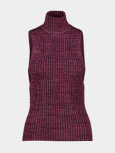 Rabanne Magenta Ribbed Wool Sleeveless Sweater
