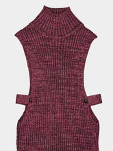 Rabanne Magenta Ribbed Wool Sleeveless Sweater