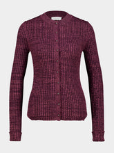Rabanne Magenta Ribbed Wool Buttoned Cardigan