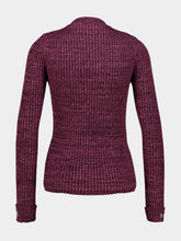 Rabanne Magenta Ribbed Wool Buttoned Cardigan