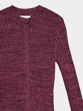 Rabanne Magenta Ribbed Wool Buttoned Cardigan