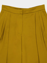 Nina Ricci Gold Pleated Straight-Leg Crepe Trousers