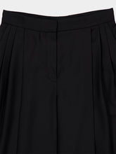 Nina Ricci Black Pleated Wool Straight-Leg Trousers