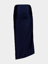 Rabanne Navy Piercing Detail Midi Jersey Skirt