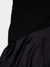 Nina Ricci Black Draped Asymmetric Silk Midi Dress