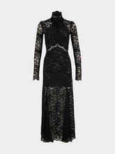 Rabanne Black High-Neck Lace Maxi Dress