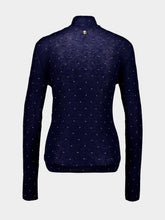 Rabanne Navy Wool Second-Skin Turtleneck with Stud Details