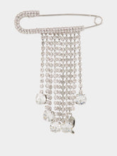 Rabanne Silver Safety Pin Charm with Strass Fringe