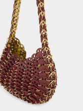 Rabanne Burgundy and Gold Moon Flip Reversible Leather Bag