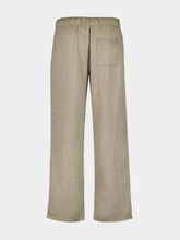 Frescobol Carioca Olive Luan Cotton-Linen Wide-Leg Trousers