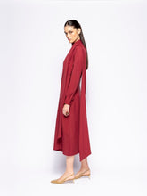 Paula Irys Cabernet Wrap Dress with Collar Tie
