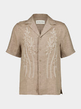 Frescobol Carioca Light Brown Alves Linen Embroidered Shirt