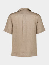 Frescobol Carioca Light Brown Alves Linen Embroidered Shirt