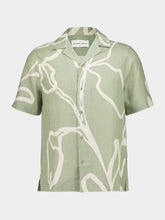 Frescobol Carioca Palm Green Roberto Linen Shirt