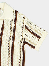 Frescobol Carioca Cream and Cacao Pinto Crochet Cardigan