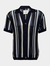 Frescobol Carioca Midnight and Sky Blue Pinto Crochet Cardigan