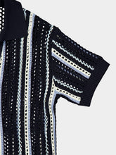 Frescobol Carioca Midnight and Sky Blue Pinto Crochet Cardigan