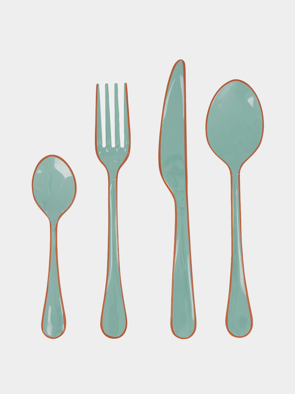 Enamel Light Green Cutlery Set of 4 Pieces