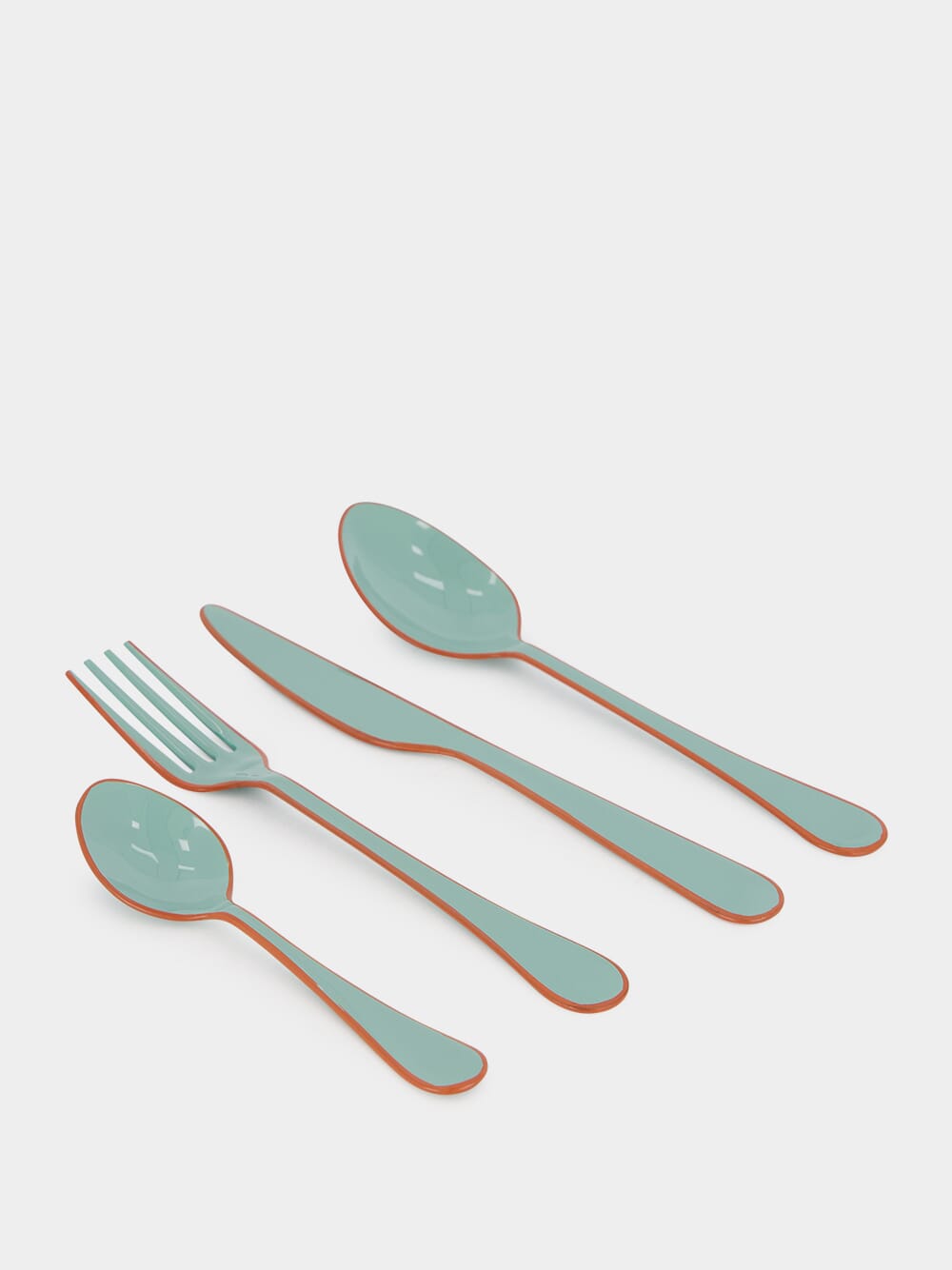 Enamel Light Green Cutlery Set of 4 Pieces