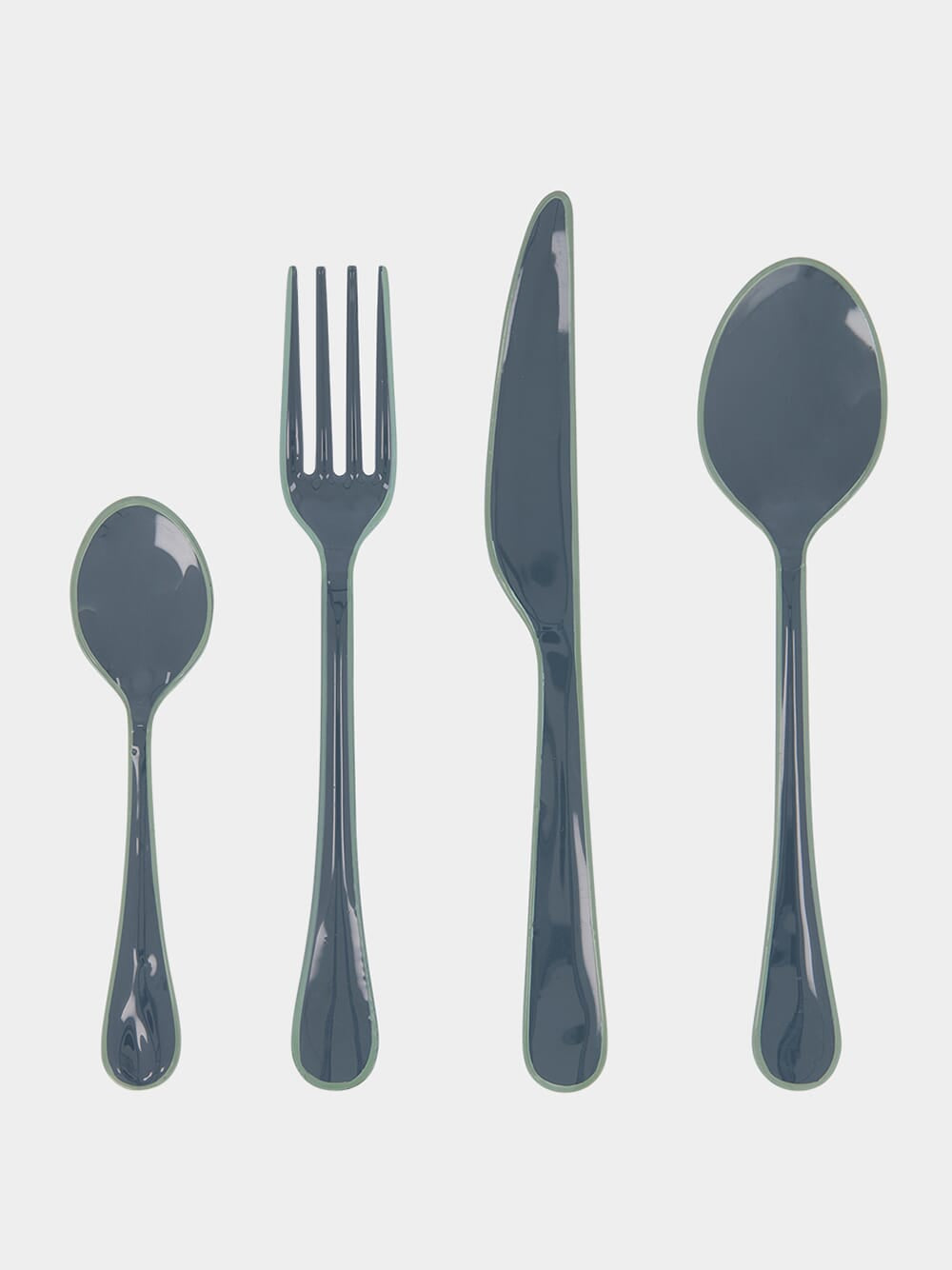 Enamel Anthracite Cutlery Set of 4 Pieces