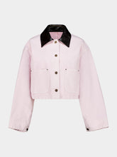 Prada Light Pink Cropped Jacket with Leather Collar
