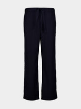 Frescobol Carioca Navy Luan Ribbed Wool Wide-Leg Trousers