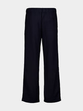 Frescobol Carioca Navy Luan Ribbed Wool Wide-Leg Trousers