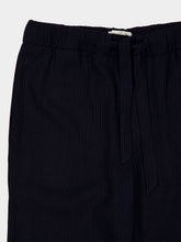 Frescobol Carioca Navy Luan Ribbed Wool Wide-Leg Trousers