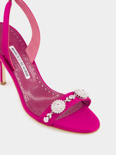 Manolo Blahnik Pink Satin Embellished Slingback Sandals