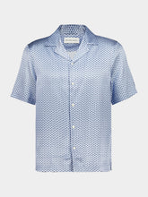 Frescobol Carioca Slate Blue Roberto Wave Print Silk Shirt