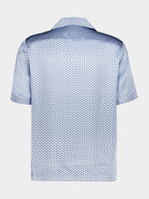 Frescobol Carioca Slate Blue Roberto Wave Print Silk Shirt