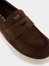 Prada Brown Suede Penny Loafers