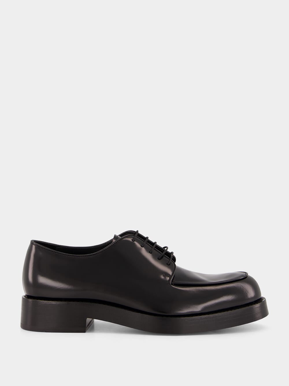 Black Brushed Leather Derby Shoes