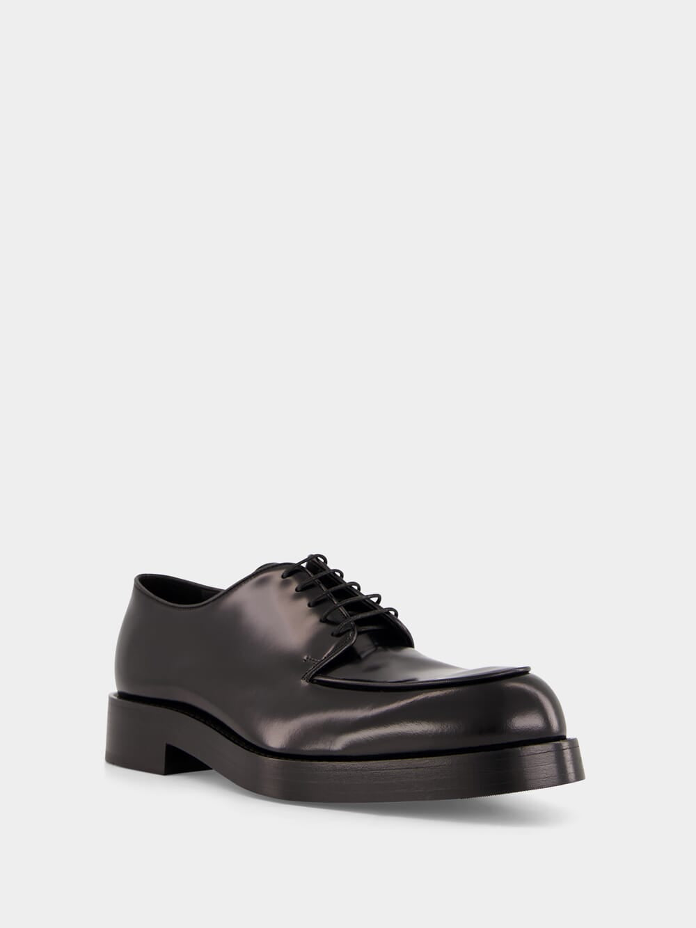 Black Brushed Leather Derby Shoes