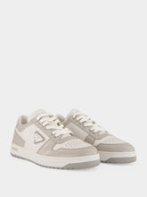 Prada White and Grey Downtown Leather Low-Top Sneakers