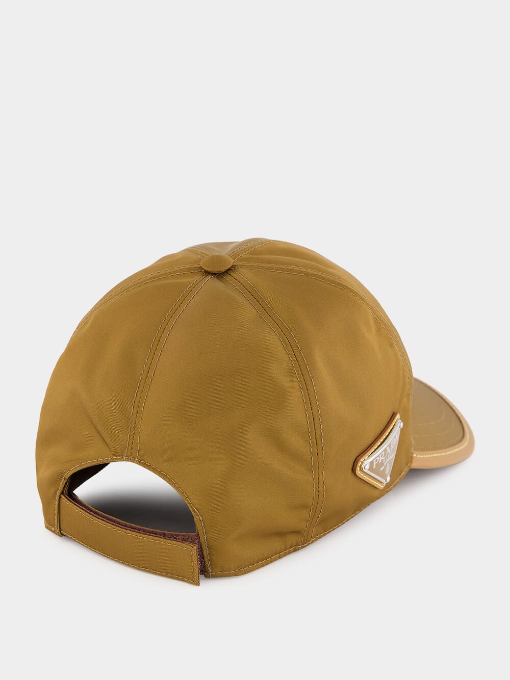 Cork Beige Re-Nylon And Leather Baseball Cap