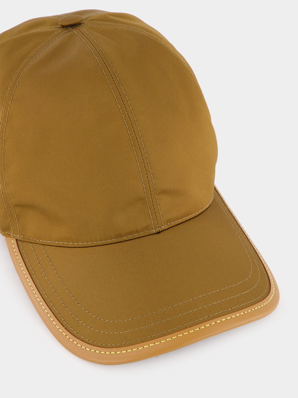 Cork Beige Re-Nylon And Leather Baseball Cap