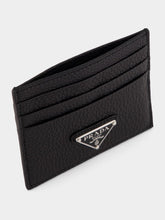 Prada Black Leather Card Holder with Triangle Logo