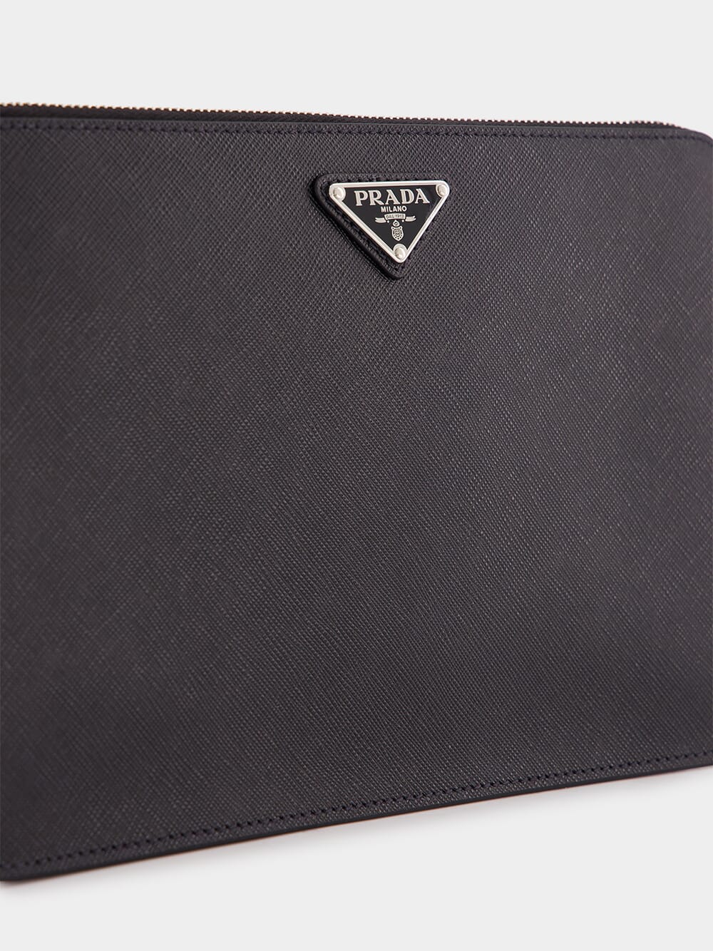 Saffiano Leather Zipper Pouch