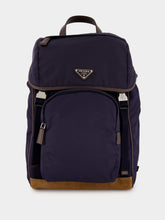 Prada Blue Recycled Polyamide and Leather Backpack
