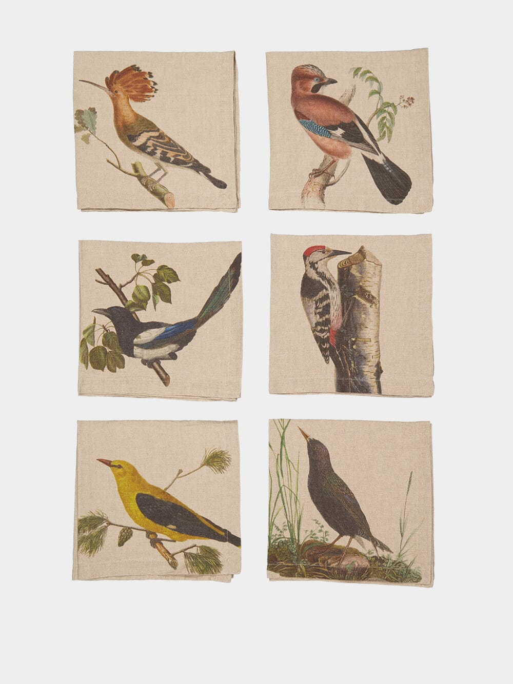 Woodland Birds Linen Napkins Set of 6