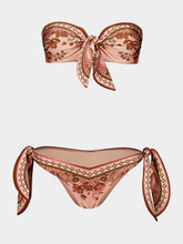 Zimmermann Pink Paisley Floral Aster Scarf Tie Bikini