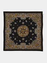 Ferragamo Black and Gold Arabesque Silk Scarf