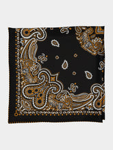 Ferragamo Black and Gold Arabesque Silk Scarf