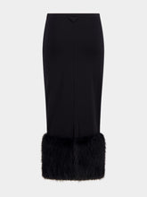 Prada Black Stretch Jersey Skirt with Fur Trim