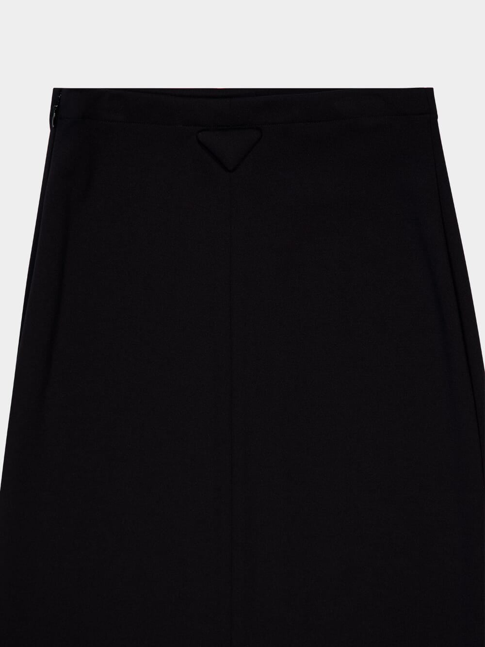 Black Stretch Jersey Skirt with Fur Trim